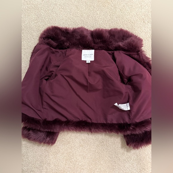 Janie and Jack Faux Fur Jacket in Deep Plum - Picture 3 of 4